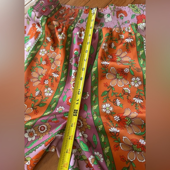 House of Harlow 1960 Satin Wide Leg Pants Pink Floral M - Picture 8 of 10